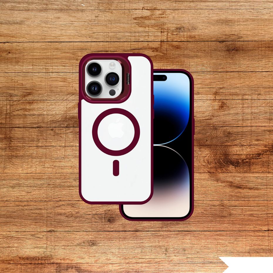 Husa Protectie Impact MagSafe cu Inel-Stand Iphone 15 Plus Compatibil -Burgundy - 3 | YEO